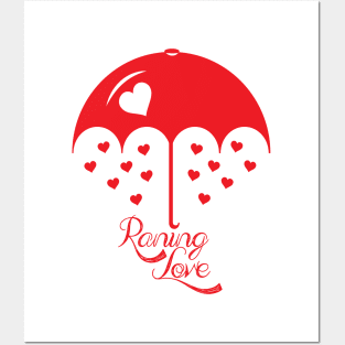 Raining love red Posters and Art